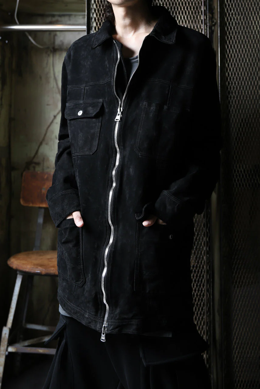 ISAMU KATAYAMA BACKLASH SUEDE COVER ALL BLOUSON / JAPAN CALF (WHITE TANNED / BLACK) - Image 33