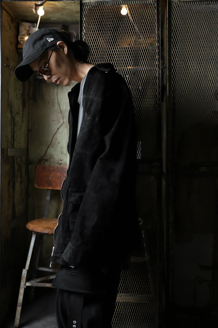 ISAMU KATAYAMA BACKLASH SUEDE COVER ALL BLOUSON / JAPAN CALF (WHITE TANNED / BLACK) - Image 35