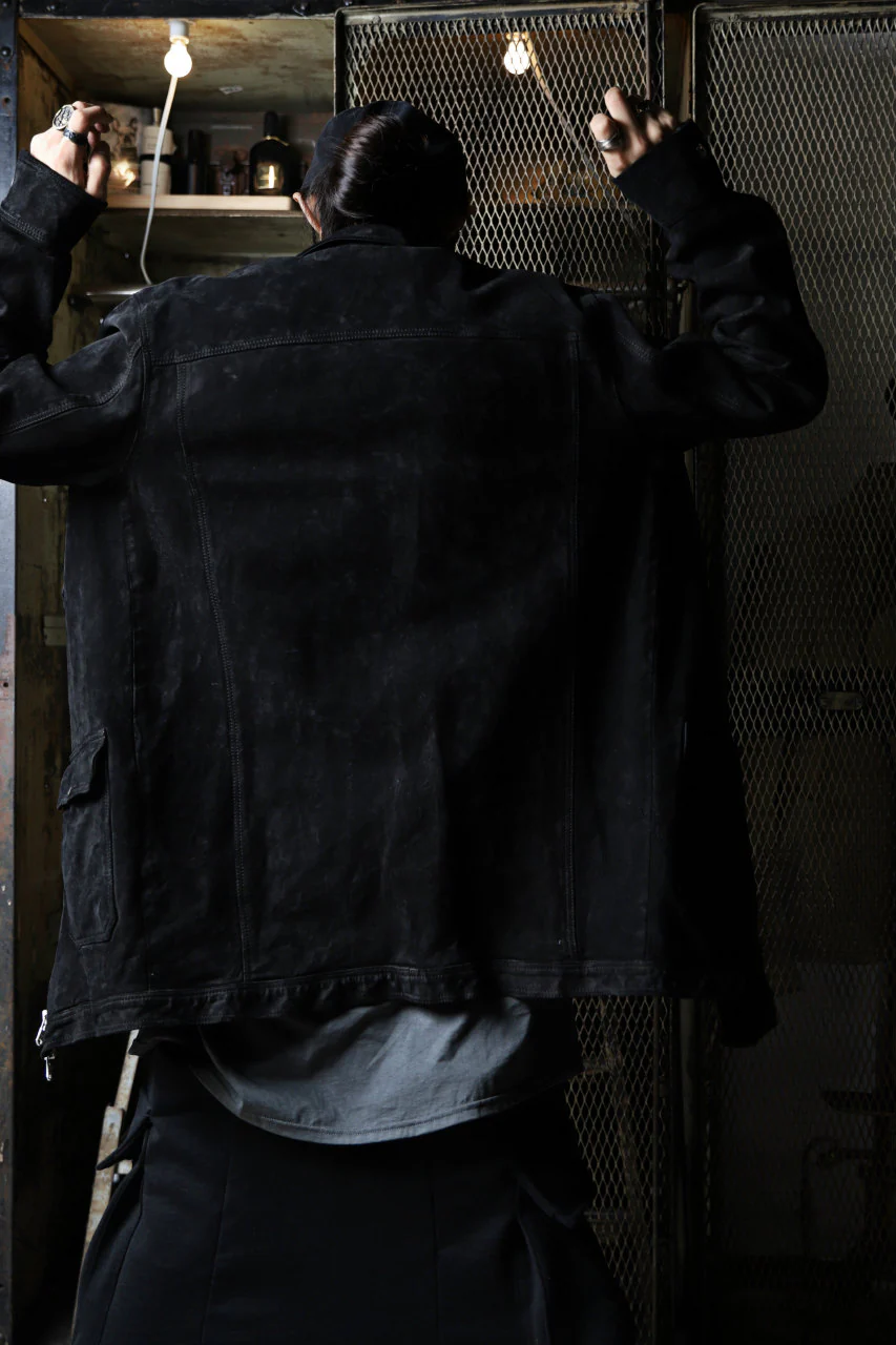 ISAMU KATAYAMA BACKLASH SUEDE COVER ALL BLOUSON / JAPAN CALF (WHITE TANNED / BLACK) - Image 39