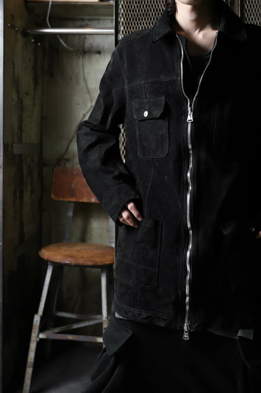 ISAMU KATAYAMA BACKLASH SUEDE COVER ALL BLOUSON / JAPAN CALF (WHITE TANNED / BLACK) - Image 42