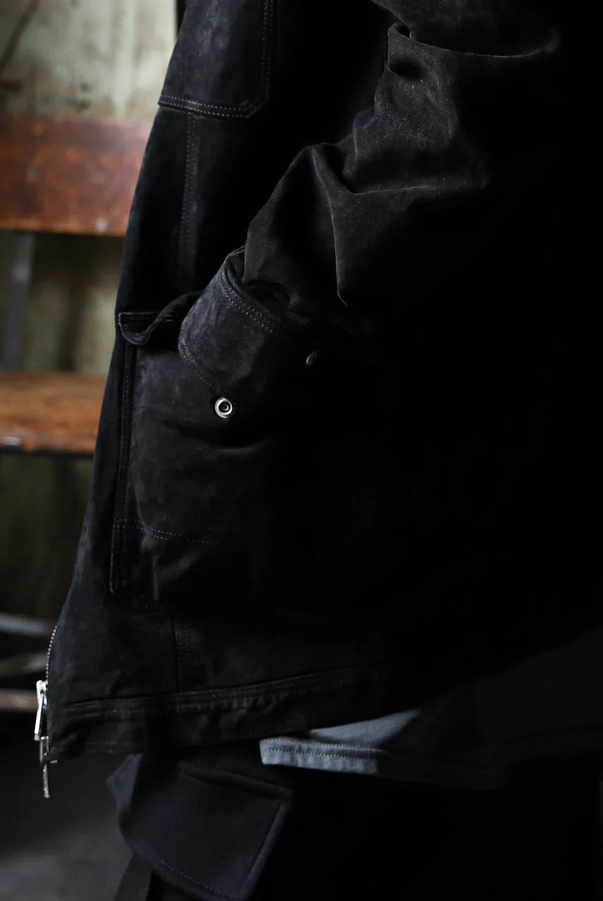 ISAMU KATAYAMA BACKLASH SUEDE COVER ALL BLOUSON / JAPAN CALF (WHITE TANNED / BLACK) - Image 44