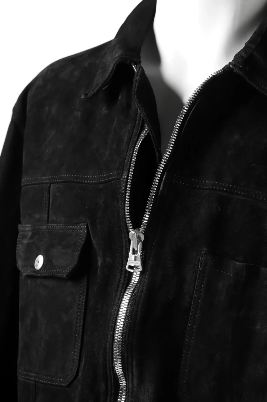 ISAMU KATAYAMA BACKLASH SUEDE COVER ALL BLOUSON / JAPAN CALF (WHITE TANNED / BLACK) - Image 5