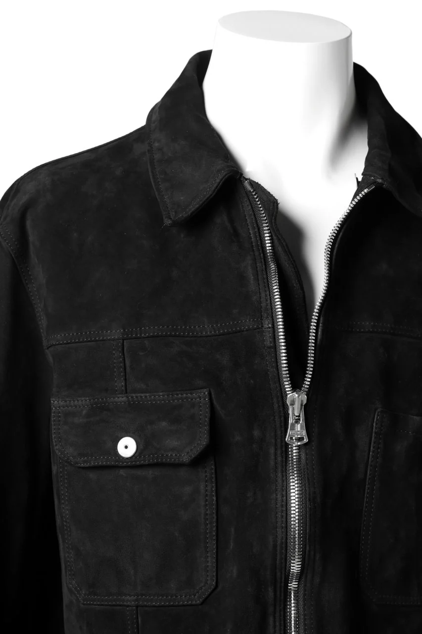 ISAMU KATAYAMA BACKLASH SUEDE COVER ALL BLOUSON / JAPAN CALF (WHITE TANNED / BLACK) - Image 6