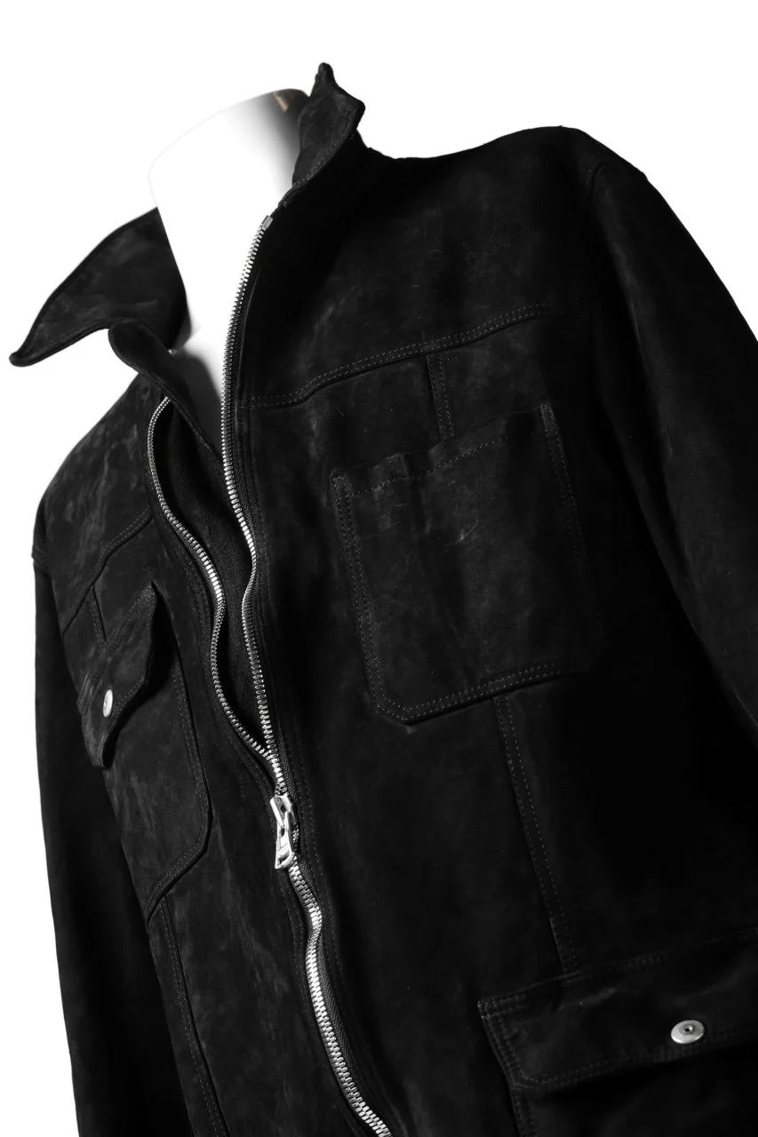 ISAMU KATAYAMA BACKLASH SUEDE COVER ALL BLOUSON / JAPAN CALF (WHITE TANNED / BLACK) - Image 7