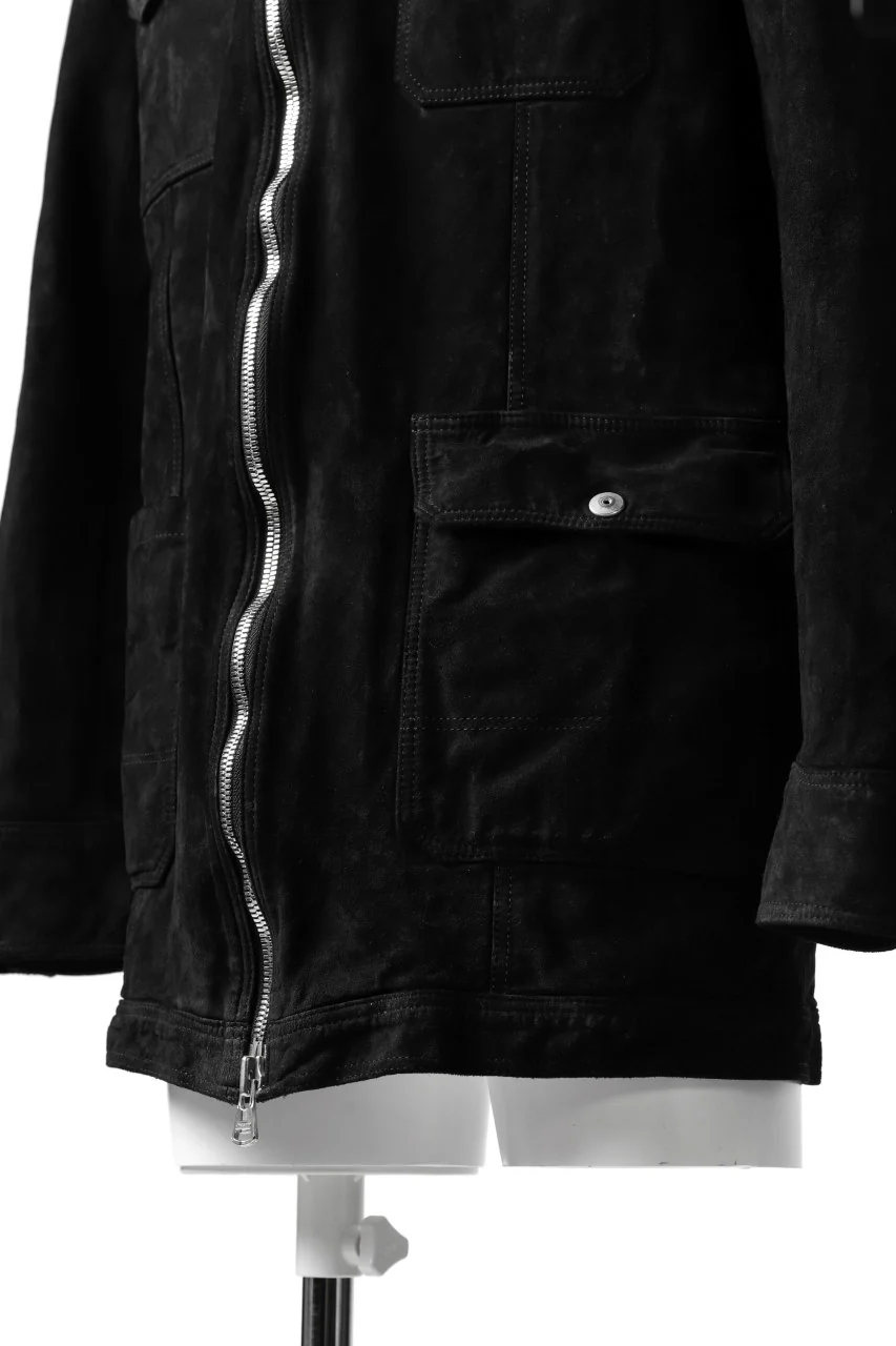 ISAMU KATAYAMA BACKLASH SUEDE COVER ALL BLOUSON / JAPAN CALF (WHITE TANNED / BLACK) - Image 8