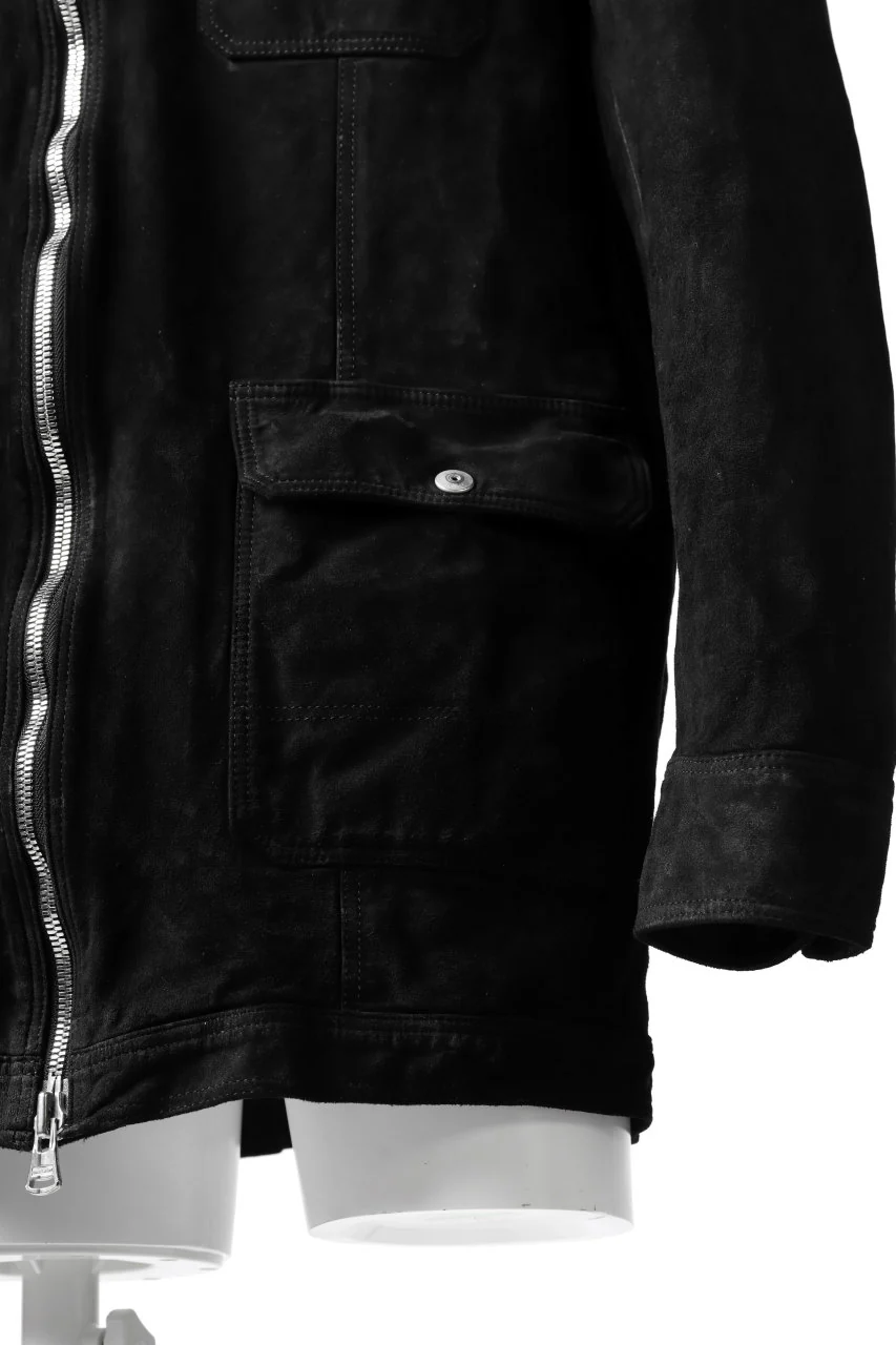 ISAMU KATAYAMA BACKLASH SUEDE COVER ALL BLOUSON / JAPAN CALF (WHITE TANNED / BLACK) - Image 9