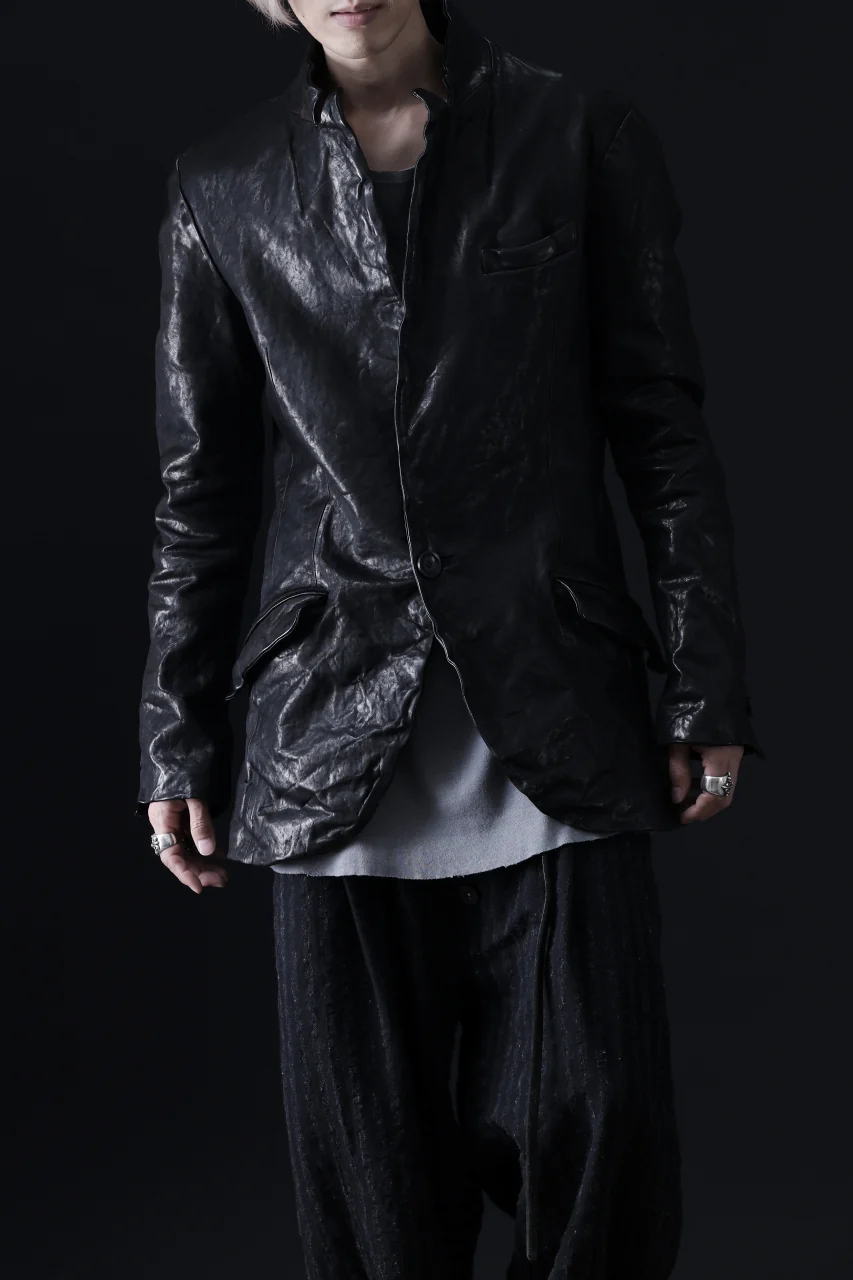 ISAMU KATAYAMA BACKLASH TAILORED JACKET / DOUBLE-SHOULDER OBJECT DYED (BLACK) - Image 56