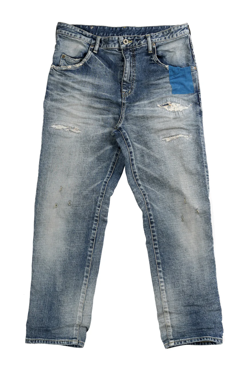 ISAMU KATAYAMA BACKLASH STRAIGHT DENIM PANTS / NATURAL USED FADE (INDIGO)