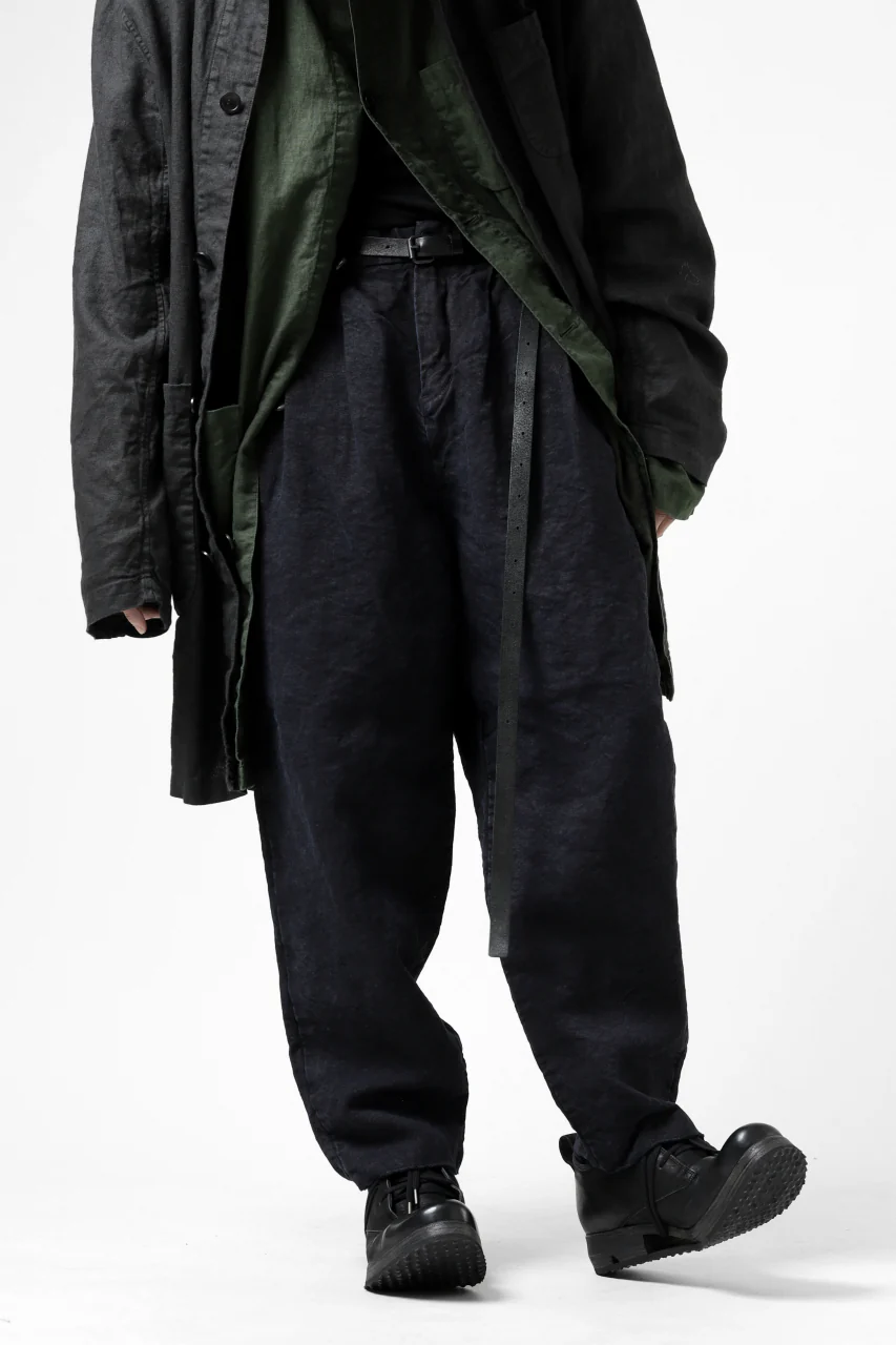ISAMU KATAYAMA BACKLASH TAPERED TROUSERS / GARMENT NATURAL DYED LINEN CANVAS (INDIGO) - Image 26