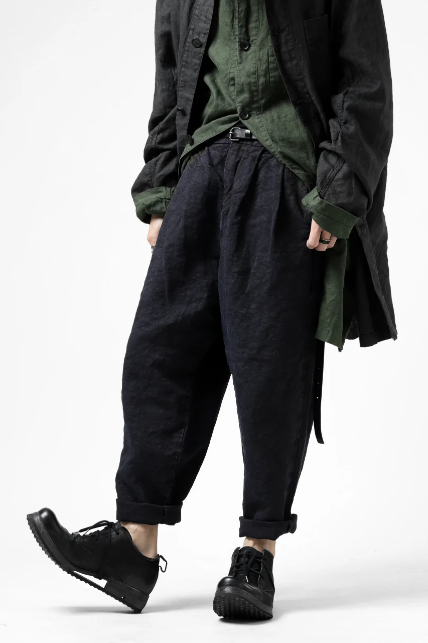 ISAMU KATAYAMA BACKLASH TAPERED TROUSERS / GARMENT NATURAL DYED LINEN CANVAS (INDIGO) - Image 29