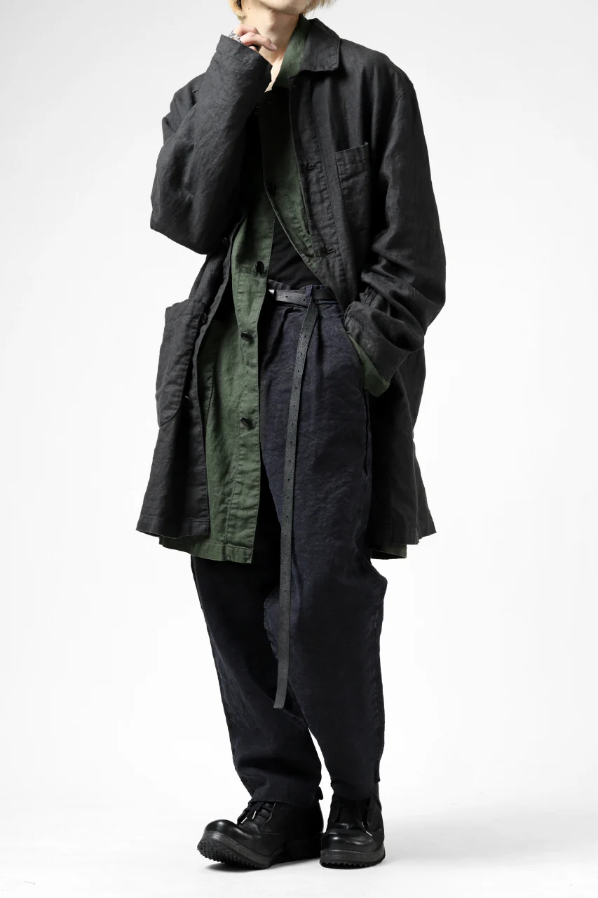 ISAMU KATAYAMA BACKLASH TAPERED TROUSERS / GARMENT NATURAL DYED LINEN CANVAS (INDIGO) - Image 30