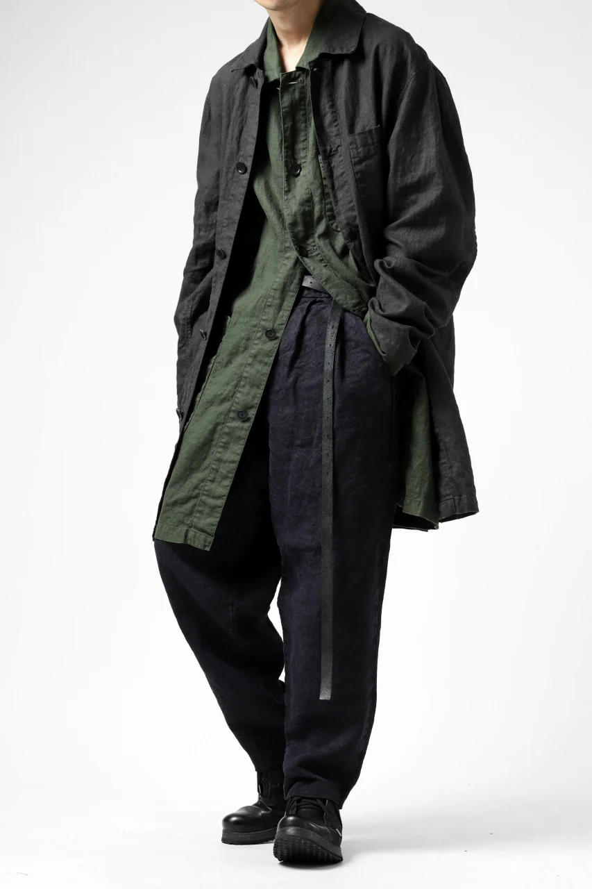 ISAMU KATAYAMA BACKLASH TAPERED TROUSERS / GARMENT NATURAL DYED LINEN CANVAS (INDIGO) - Image 32