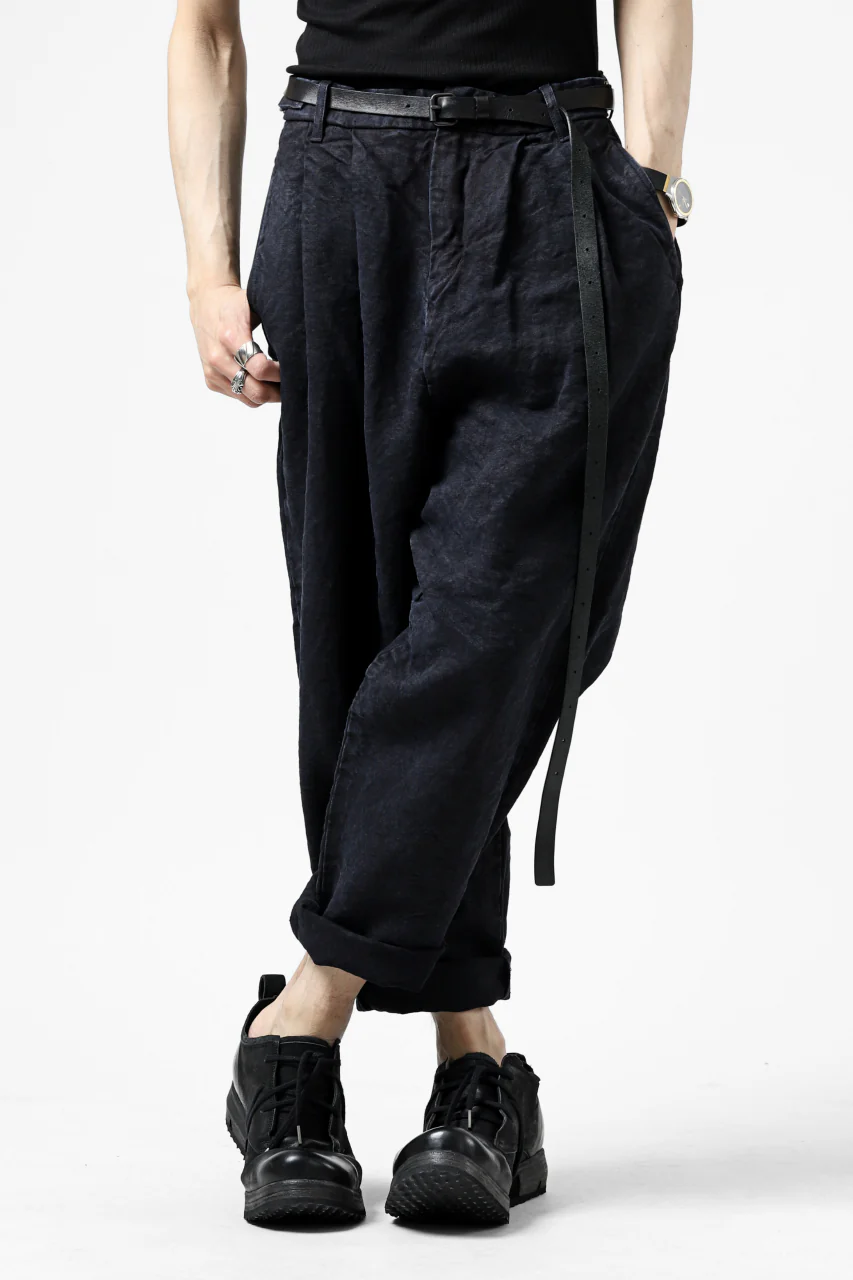 ISAMU KATAYAMA BACKLASH TAPERED TROUSERS / GARMENT NATURAL DYED LINEN CANVAS (INDIGO) - Image 36