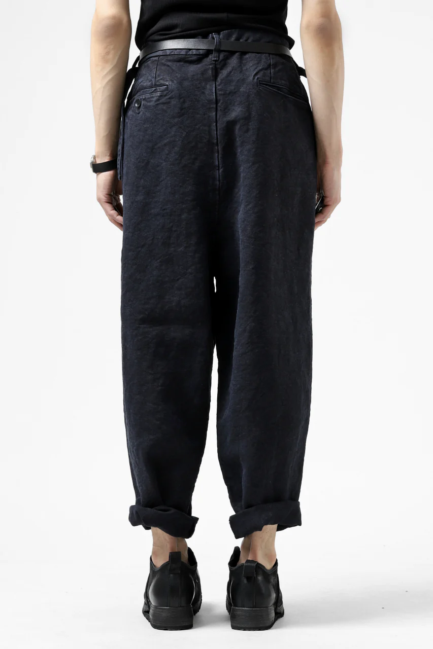 ISAMU KATAYAMA BACKLASH TAPERED TROUSERS / GARMENT NATURAL DYED LINEN CANVAS (INDIGO) - Image 37