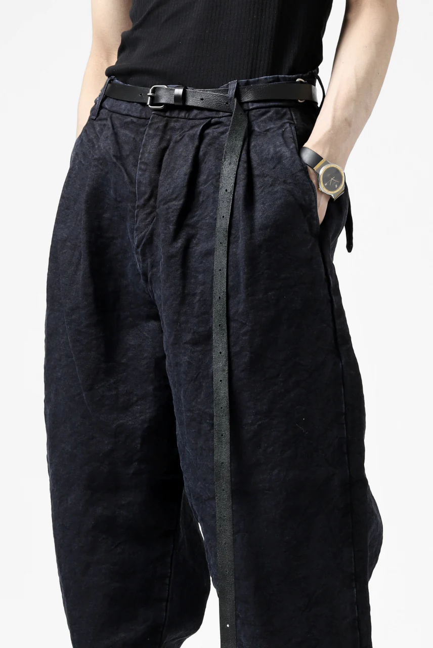 ISAMU KATAYAMA BACKLASH TAPERED TROUSERS / GARMENT NATURAL DYED LINEN CANVAS (INDIGO) - Image 38