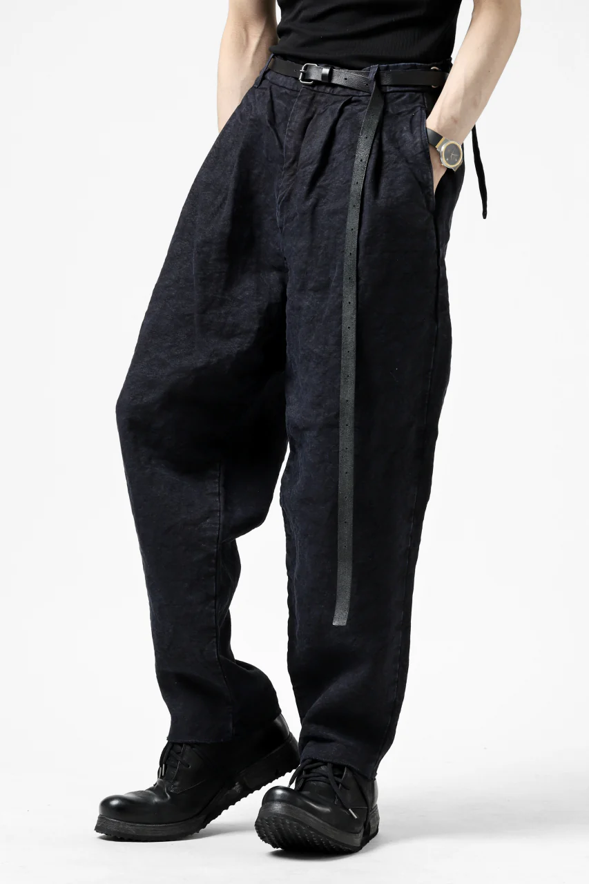 ISAMU KATAYAMA BACKLASH TAPERED TROUSERS / GARMENT NATURAL DYED LINEN CANVAS (INDIGO) - Image 5