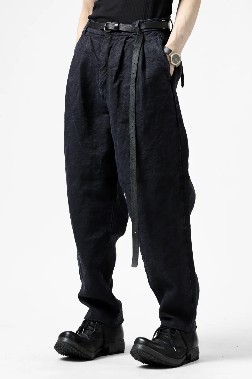 ISAMU KATAYAMA BACKLASH TAPERED TROUSERS / GARMENT NATURAL DYED LINEN CANVAS (INDIGO) - Image 6