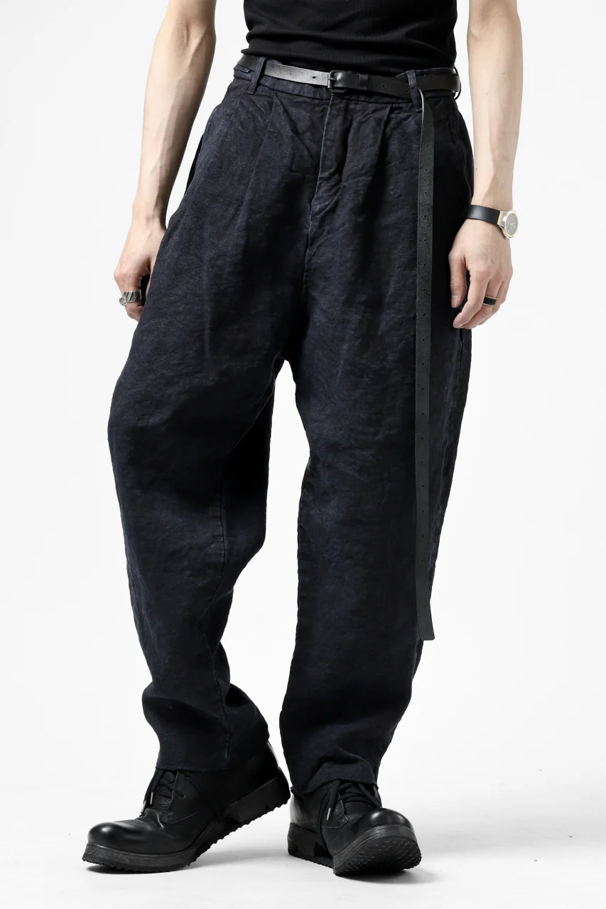 ISAMU KATAYAMA BACKLASH TAPERED TROUSERS / GARMENT NATURAL DYED LINEN CANVAS (INDIGO) - Image 7
