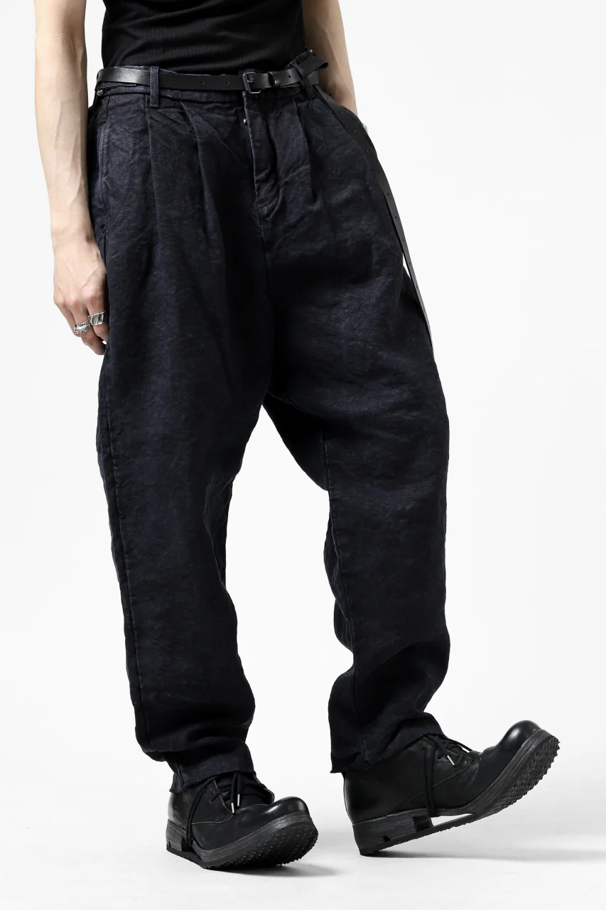ISAMU KATAYAMA BACKLASH TAPERED TROUSERS / GARMENT NATURAL DYED LINEN CANVAS (INDIGO) - Image 8