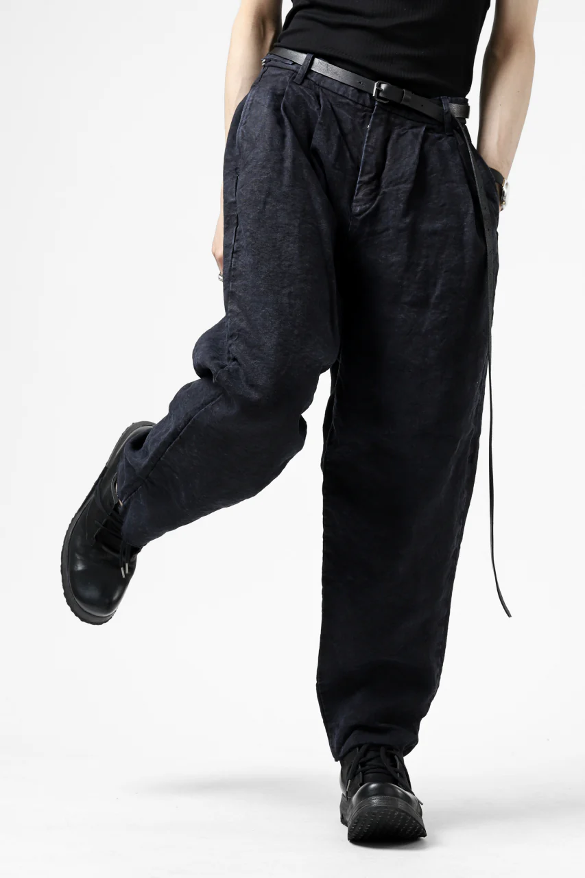 ISAMU KATAYAMA BACKLASH TAPERED TROUSERS / GARMENT NATURAL DYED LINEN CANVAS (INDIGO) - Image 9