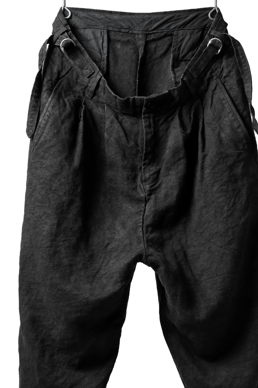 ISAMU KATAYAMA BACKLASH TAPERED TROUSERS / GARMENT NATURAL DYED LINEN CANVAS (SUMI) - Image 11