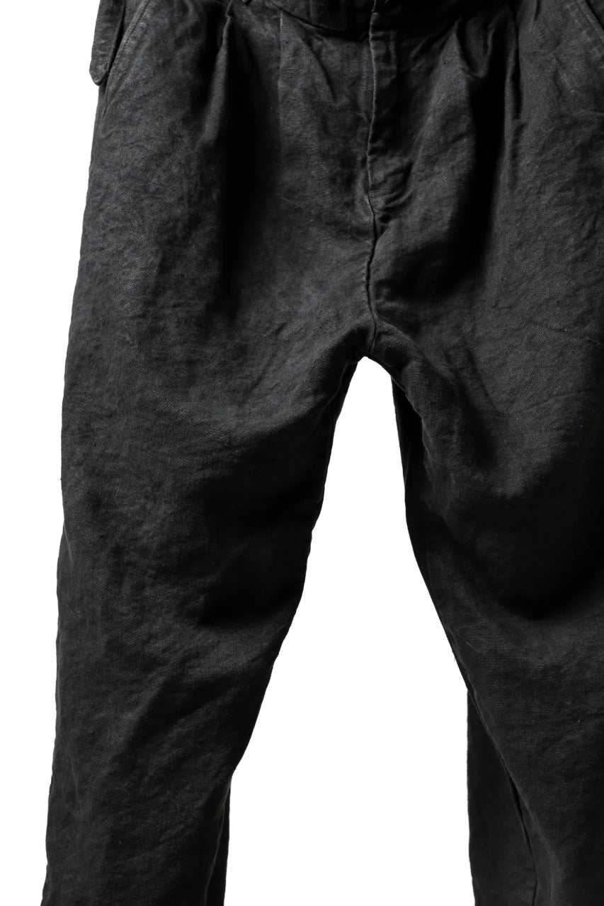 ISAMU KATAYAMA BACKLASH TAPERED TROUSERS / GARMENT NATURAL DYED LINEN CANVAS (SUMI) - Image 12