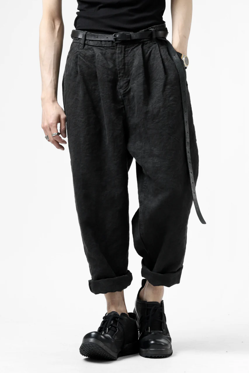 ISAMU KATAYAMA BACKLASH TAPERED TROUSERS / GARMENT NATURAL DYED LINEN CANVAS (SUMI) - Image 25