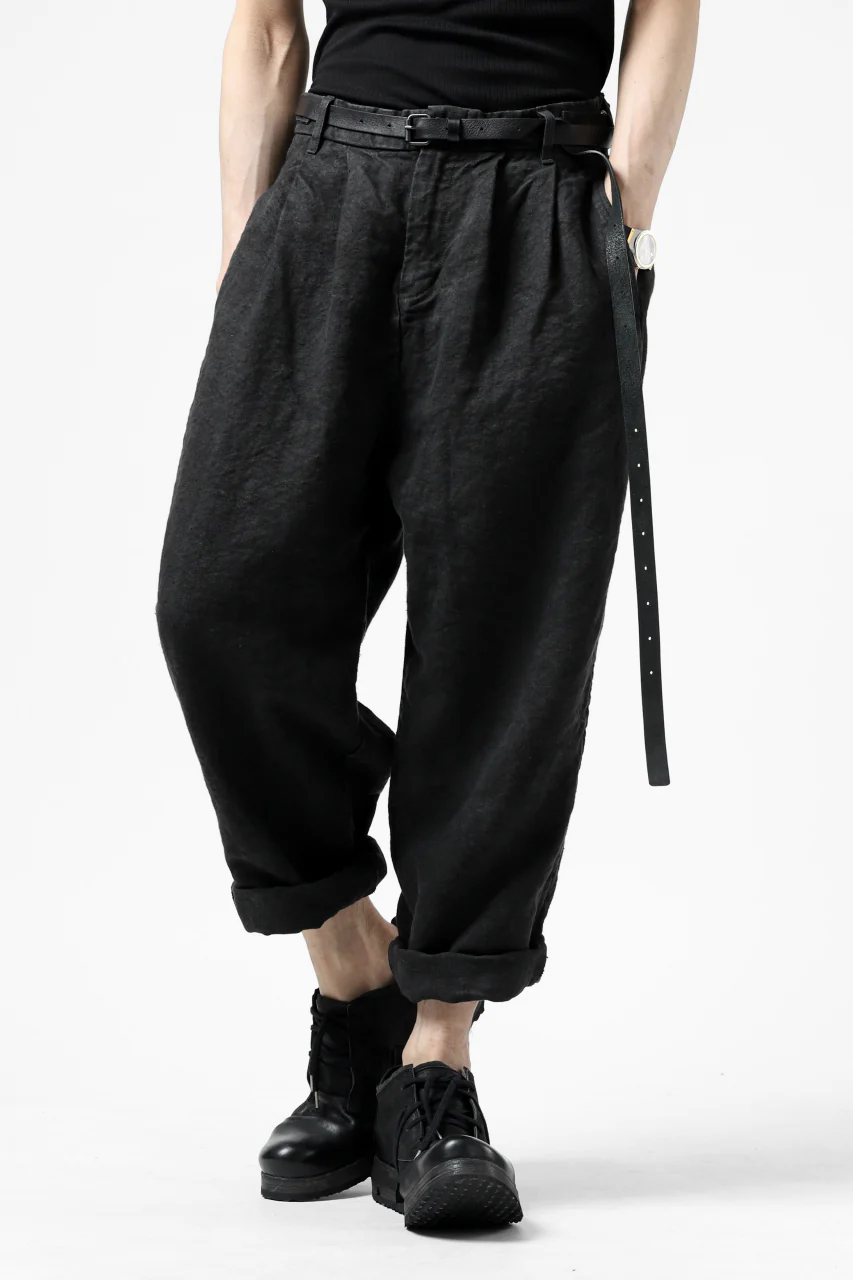 ISAMU KATAYAMA BACKLASH TAPERED TROUSERS / GARMENT NATURAL DYED LINEN CANVAS (SUMI) - Image 26