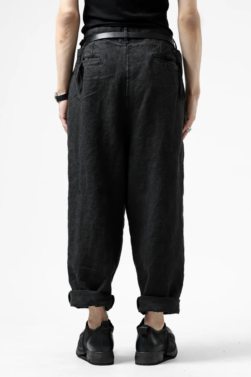 ISAMU KATAYAMA BACKLASH TAPERED TROUSERS / GARMENT NATURAL DYED LINEN CANVAS (SUMI) - Image 28