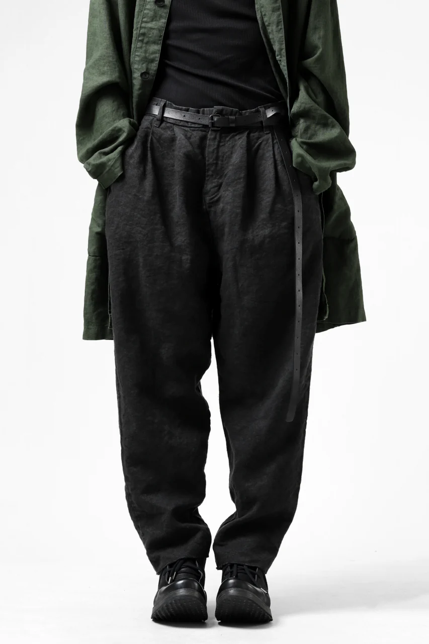 ISAMU KATAYAMA BACKLASH TAPERED TROUSERS / GARMENT NATURAL DYED LINEN CANVAS (SUMI) - Image 3