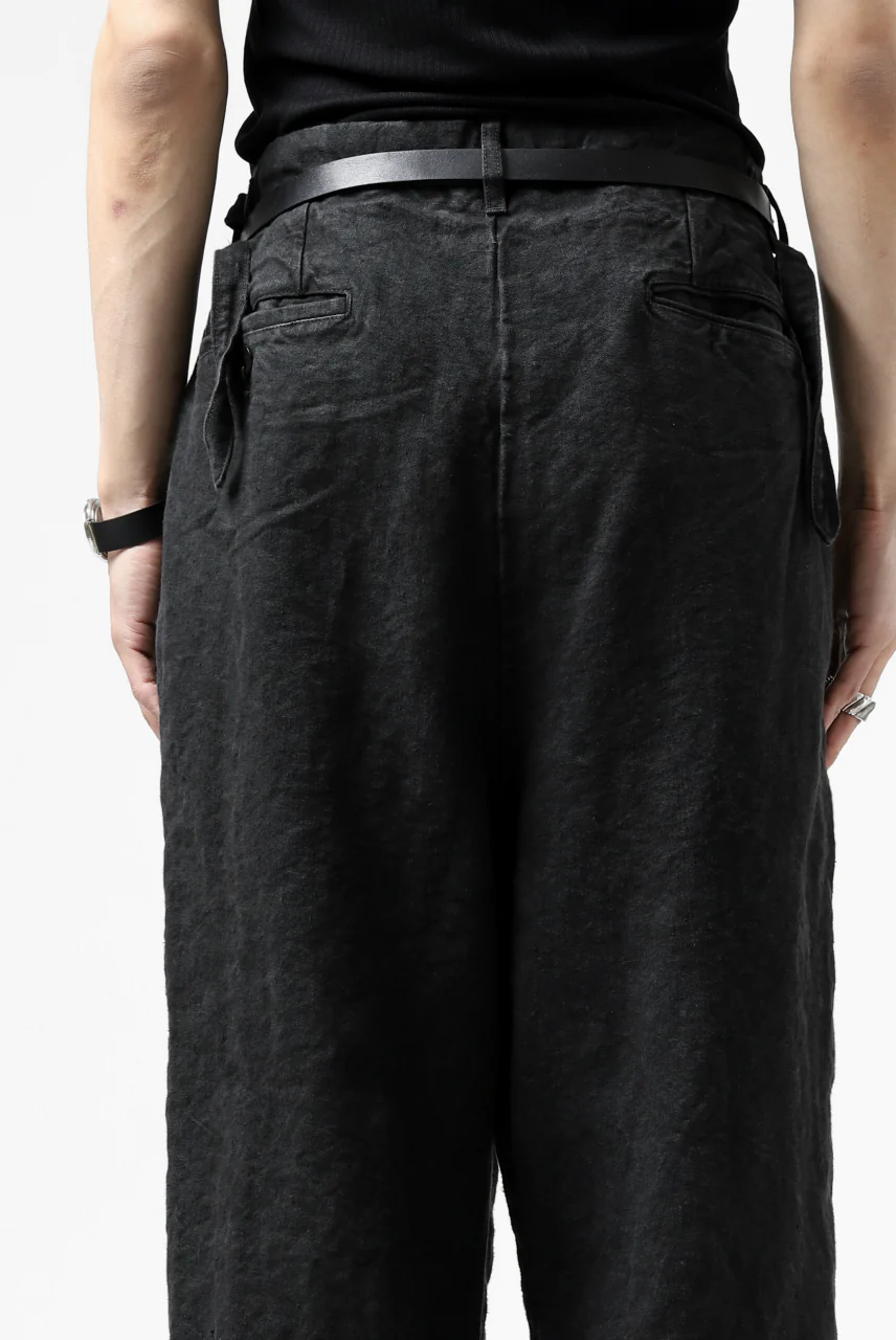 ISAMU KATAYAMA BACKLASH TAPERED TROUSERS / GARMENT NATURAL DYED LINEN CANVAS (SUMI) - Image 30