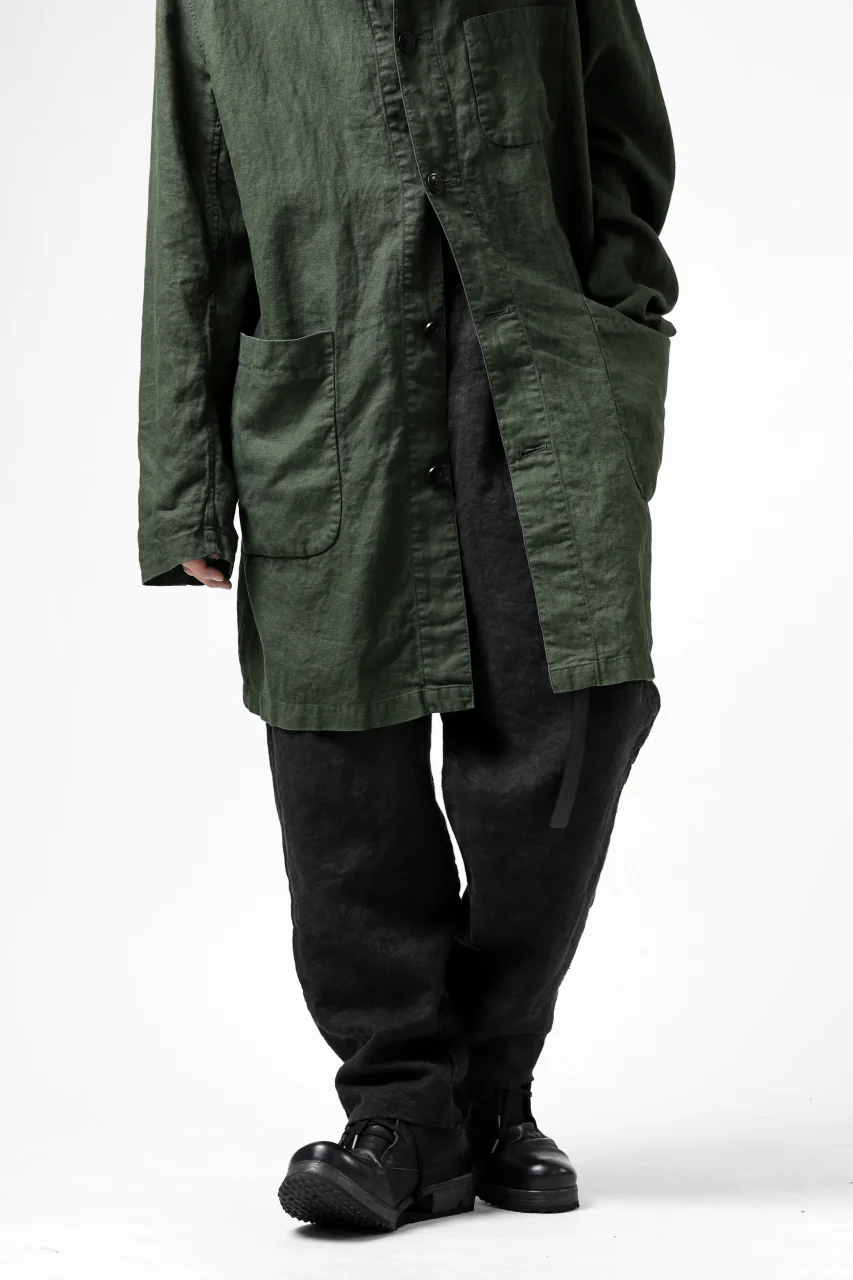 ISAMU KATAYAMA BACKLASH TAPERED TROUSERS / GARMENT NATURAL DYED LINEN CANVAS (SUMI) - Image 31
