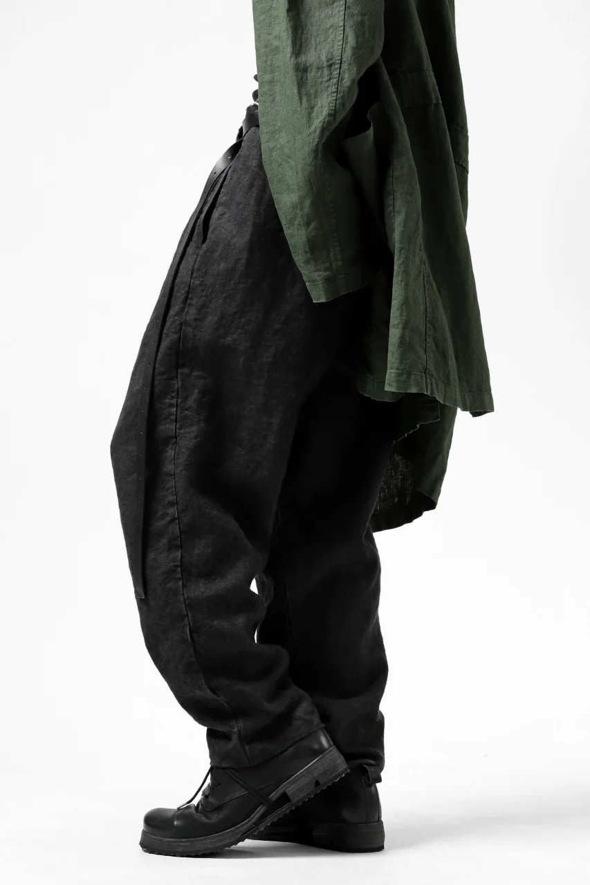 ISAMU KATAYAMA BACKLASH TAPERED TROUSERS / GARMENT NATURAL DYED LINEN CANVAS (SUMI) - Image 32