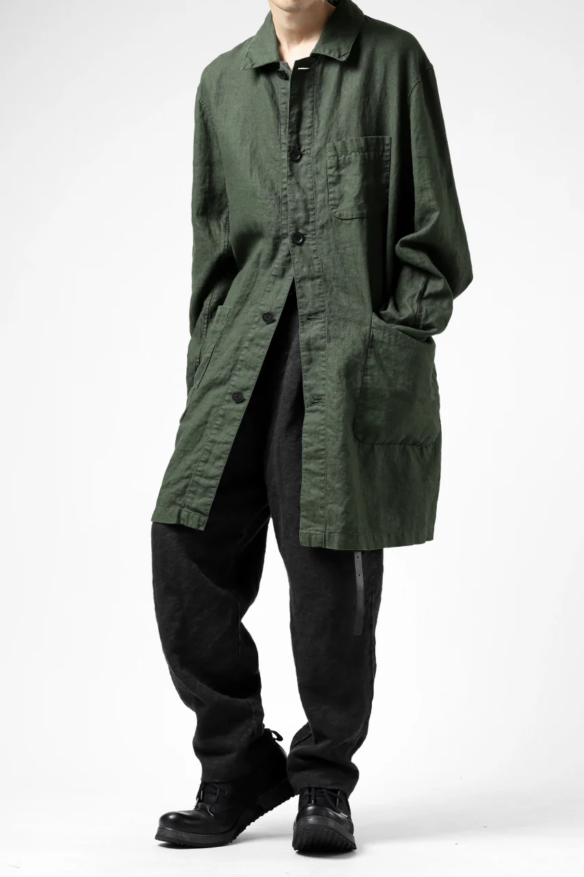 ISAMU KATAYAMA BACKLASH TAPERED TROUSERS / GARMENT NATURAL DYED LINEN CANVAS (SUMI) - Image 33