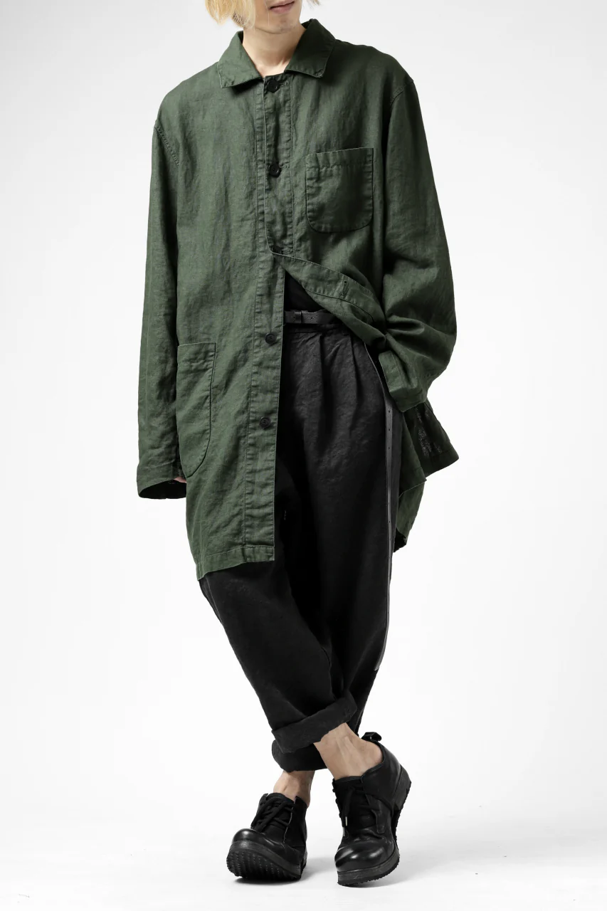 ISAMU KATAYAMA BACKLASH TAPERED TROUSERS / GARMENT NATURAL DYED LINEN CANVAS (SUMI) - Image 35