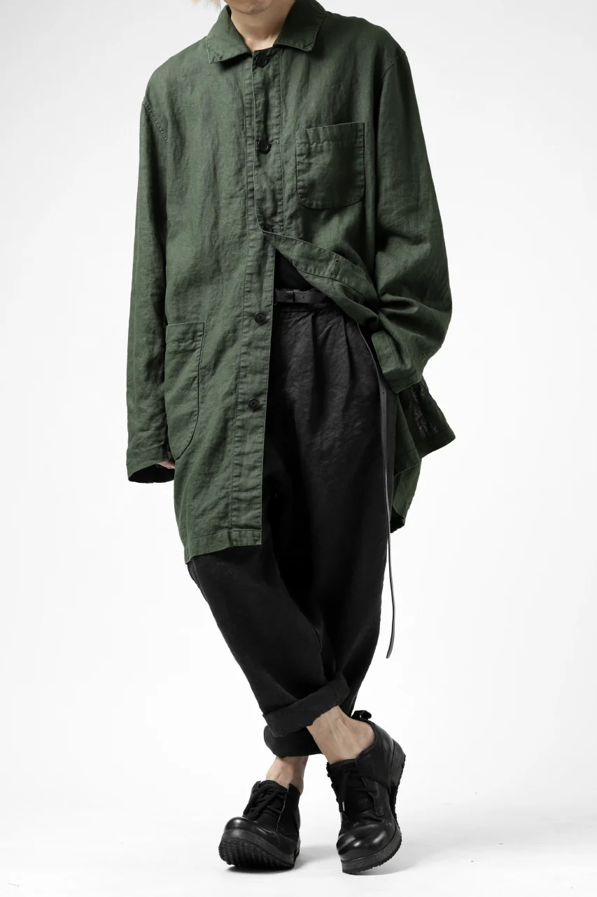 ISAMU KATAYAMA BACKLASH TAPERED TROUSERS / GARMENT NATURAL DYED LINEN CANVAS (SUMI) - Image 36