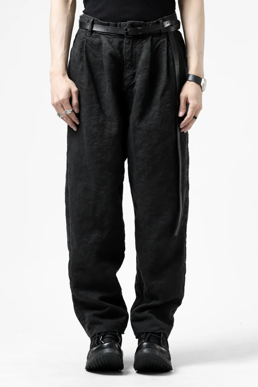 ISAMU KATAYAMA BACKLASH TAPERED TROUSERS / GARMENT NATURAL DYED LINEN CANVAS (SUMI) - Image 5