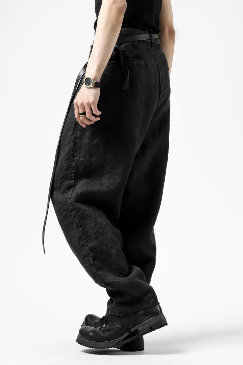 ISAMU KATAYAMA BACKLASH TAPERED TROUSERS / GARMENT NATURAL DYED LINEN CANVAS (SUMI) - Image 6