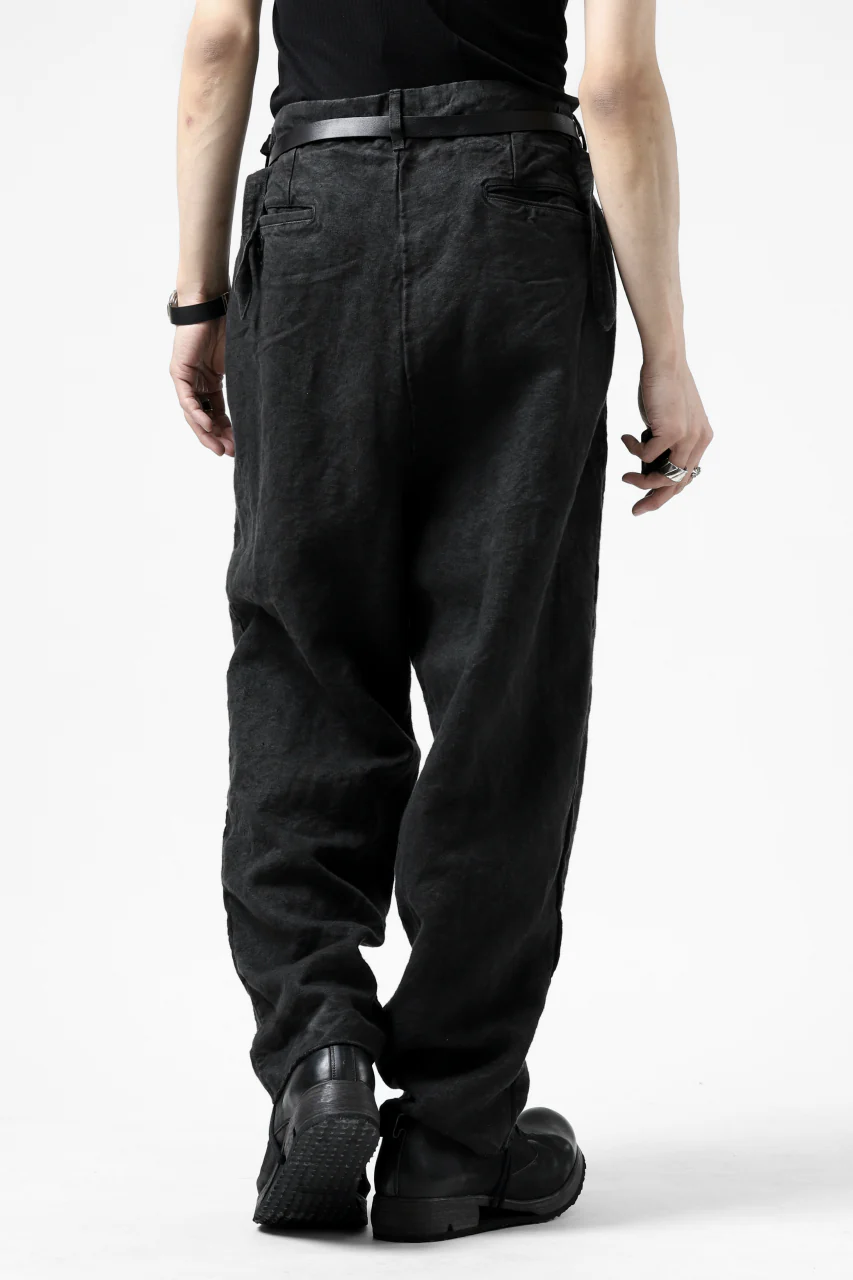 ISAMU KATAYAMA BACKLASH TAPERED TROUSERS / GARMENT NATURAL DYED LINEN CANVAS (SUMI) - Image 7