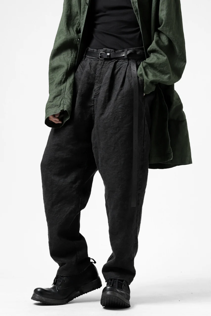 ISAMU KATAYAMA BACKLASH TAPERED TROUSERS / GARMENT NATURAL DYED LINEN CANVAS (SUMI) - Image 8