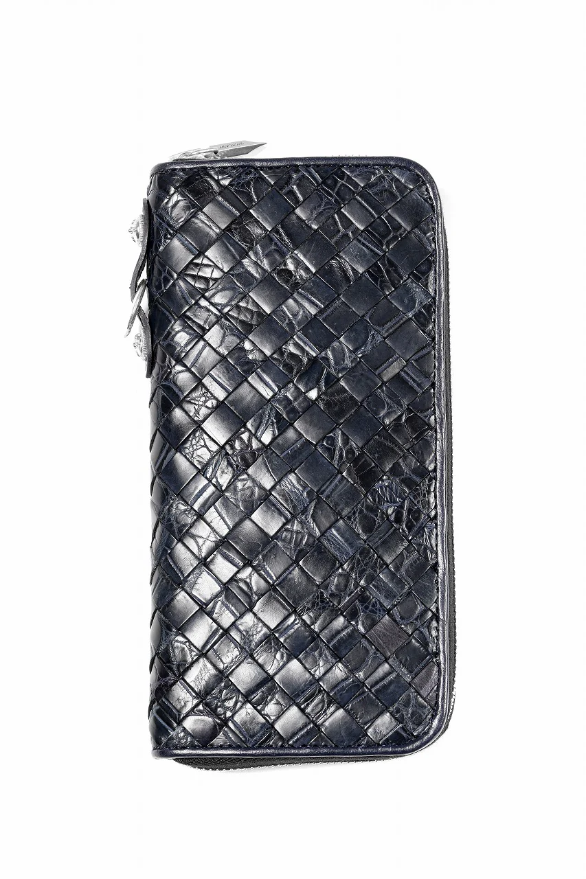 BACKLASH THE LINE CROCODILE MESH + SILVER925 PARTS ROUND FASTNER WALLET (BLUE)