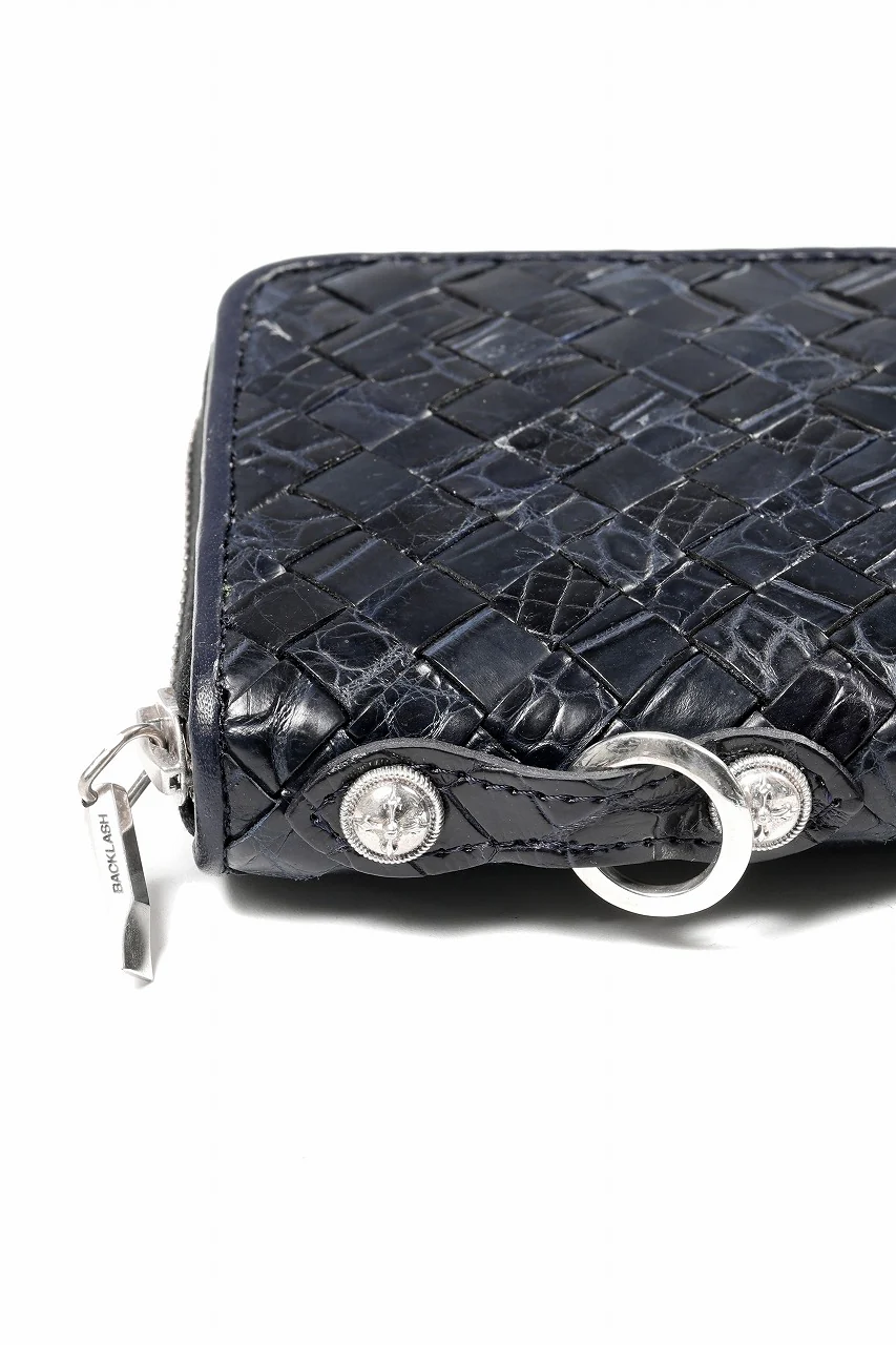 BACKLASH THE LINE CROCODILE MESH + SILVER925 PARTS ROUND FASTNER WALLET (BLUE) - Image 14