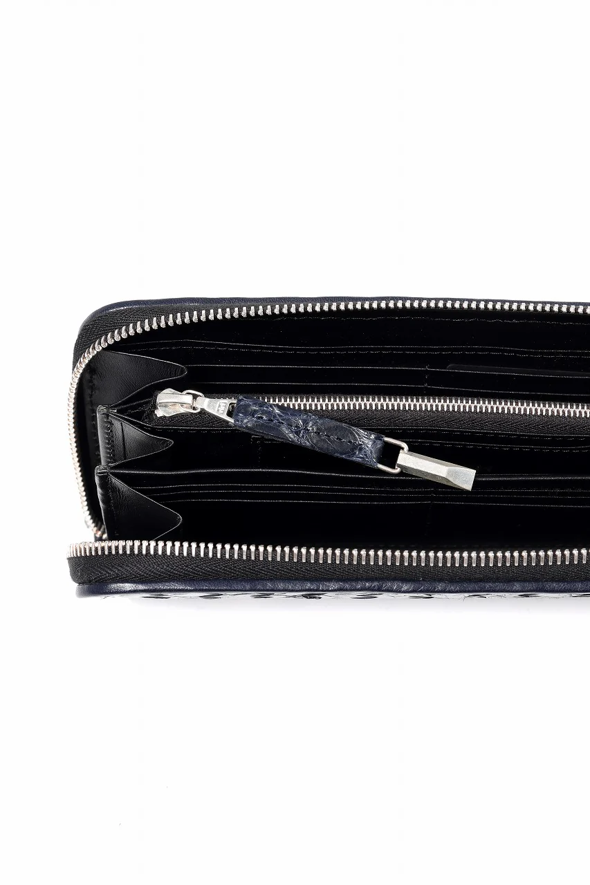 BACKLASH THE LINE CROCODILE MESH + SILVER925 PARTS ROUND FASTNER WALLET (BLUE) - Image 15