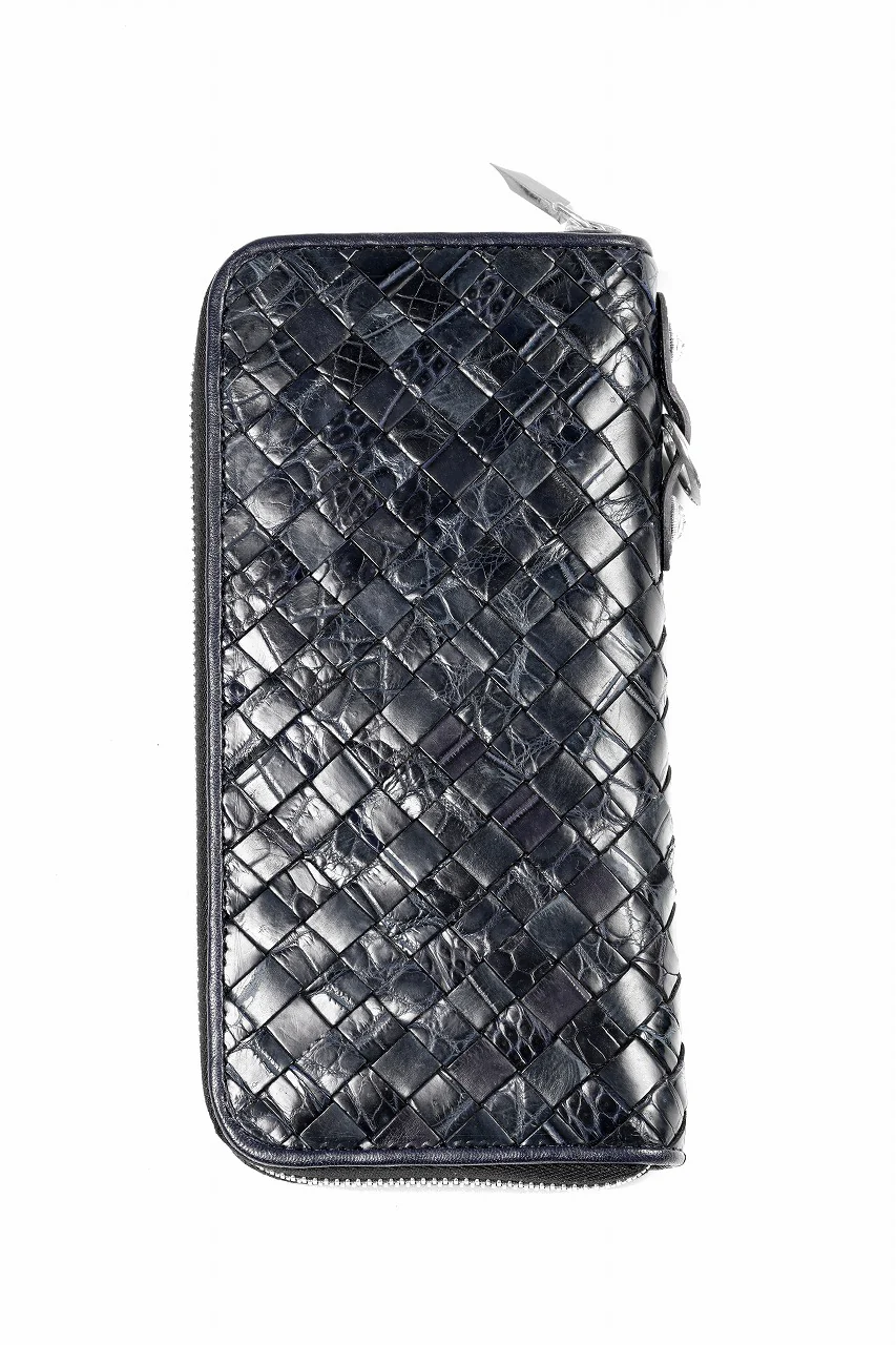 BACKLASH THE LINE CROCODILE MESH + SILVER925 PARTS ROUND FASTNER WALLET (BLUE) - Image 2