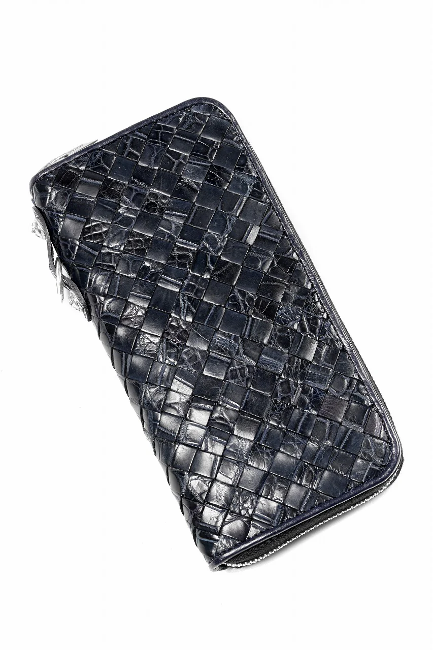 BACKLASH THE LINE CROCODILE MESH + SILVER925 PARTS ROUND FASTNER WALLET (BLUE) - Image 3