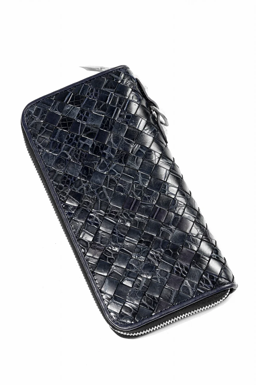 BACKLASH THE LINE CROCODILE MESH + SILVER925 PARTS ROUND FASTNER WALLET (BLUE) - Image 4