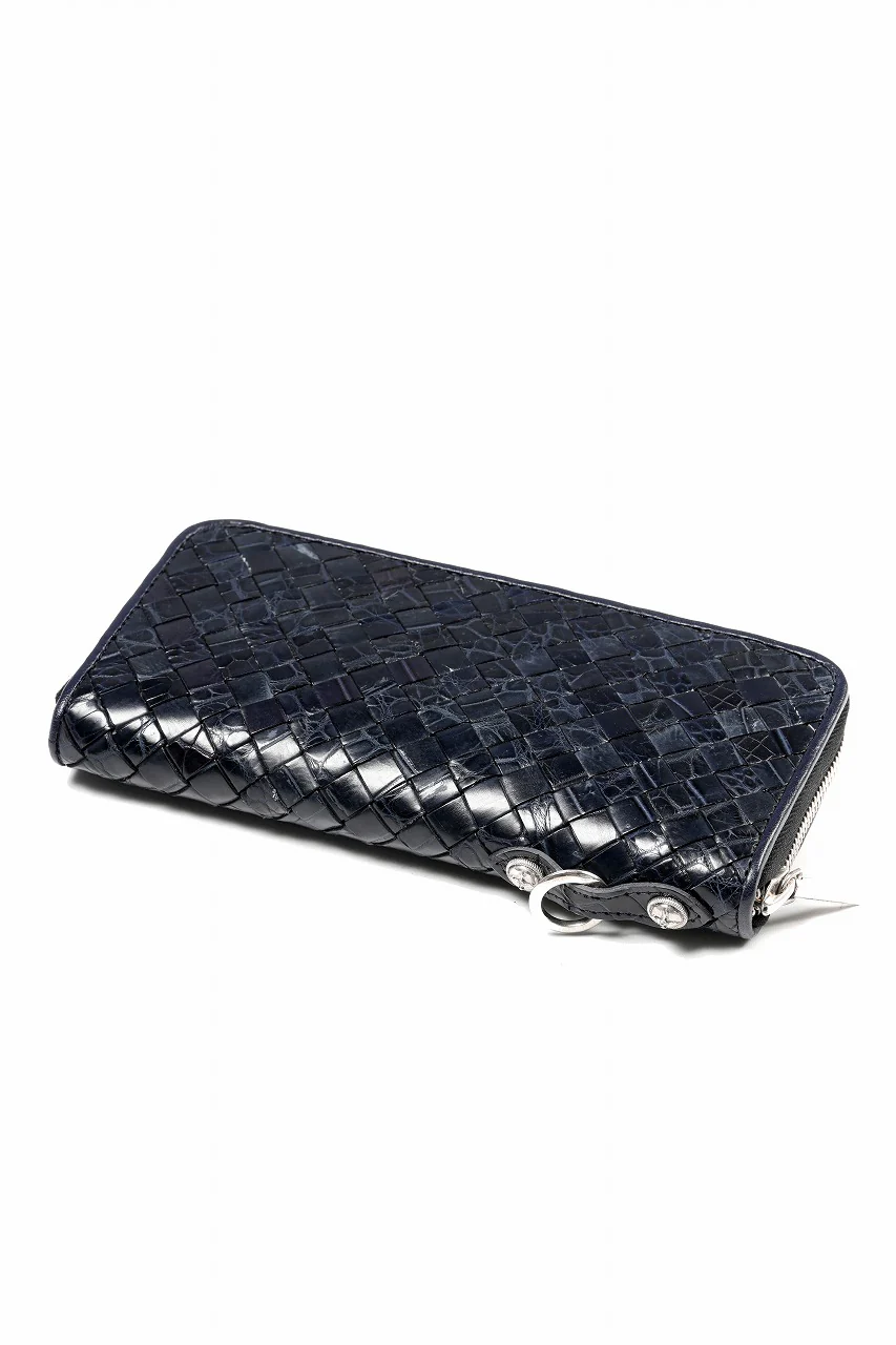 BACKLASH THE LINE CROCODILE MESH + SILVER925 PARTS ROUND FASTNER WALLET (BLUE) - Image 8