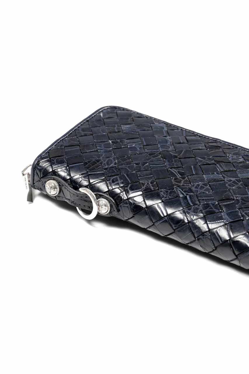 BACKLASH THE LINE CROCODILE MESH + SILVER925 PARTS ROUND FASTNER WALLET (BLUE) - Image 9