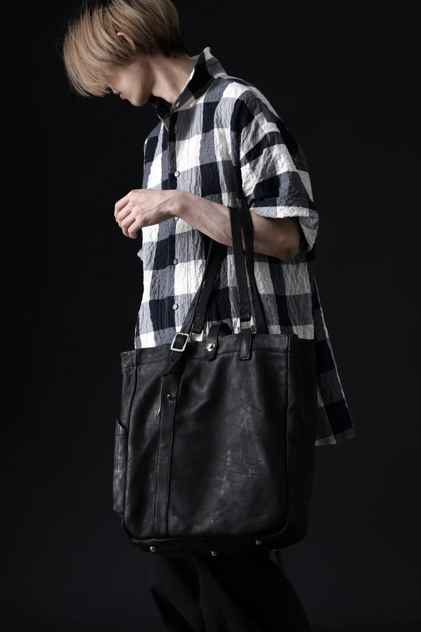 ISAMU KATAYAMA BACKLASH TOTE BAG / DOUBLE-SHOULDER OBJECT DYED (BLACK) - Image 21