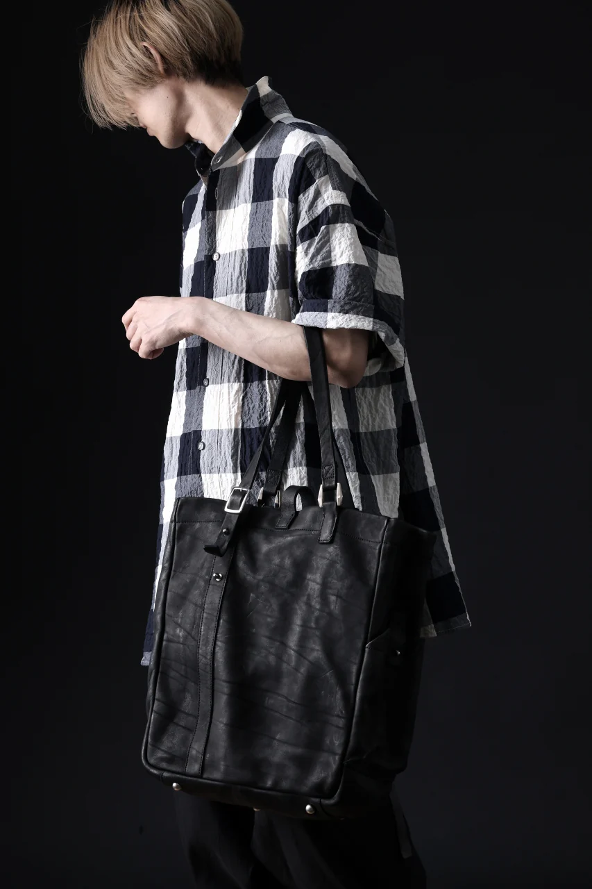 ISAMU KATAYAMA BACKLASH TOTE BAG / DOUBLE-SHOULDER OBJECT DYED (BLACK) - Image 22